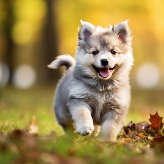 Curly Mini Pomskydoodle puppy White Mini Pomskydoodle